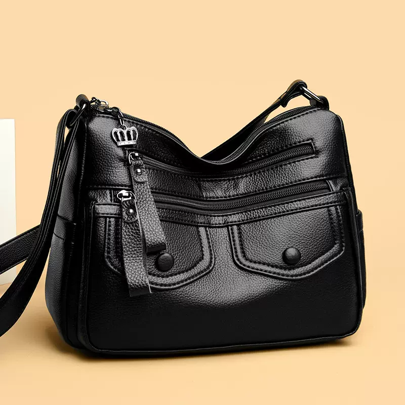 多层大容量单肩包女士包包软皮跨境妈妈包百搭斜挎包一件代发轻盈