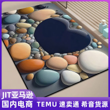 鵝卵石硅藻泥地墊廁所衛生間廚房進門墊吸水速干腳墊衛浴防滑腳墊