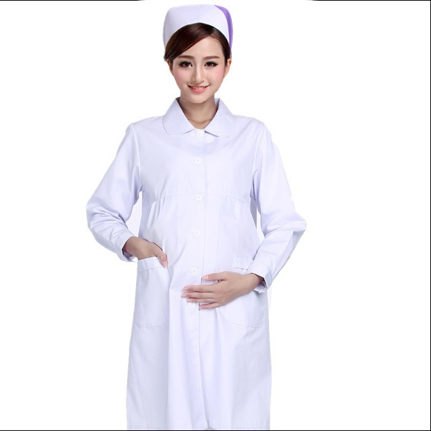Yuelanxin Korean-style crew neck doctor's clothing nurse's clothing large-size pregnant women's clothing winter long-sleeved pregnant women's white coat