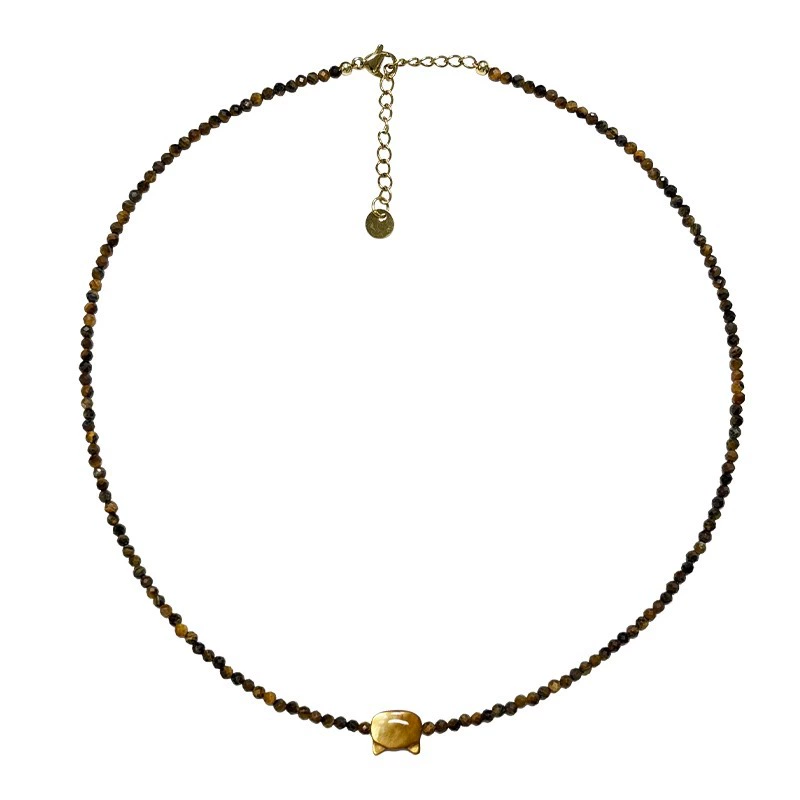 Маиррад малое частички тигровый глаз шоколадно-золотистый ракушка кот necklace женщины ограненный тигровый глаз осень и зима свитер цепочка