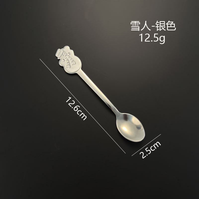 跨境不锈钢圣诞餐具甜品冰淇淋咖啡勺创意圣诞勺礼盒装圣诞勺套装|undefined