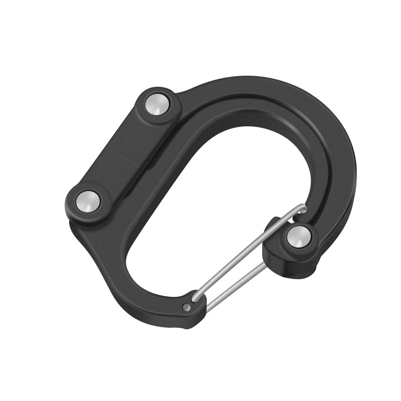 Mosquetón multifuncional al aire libre aleación de aluminio tipo D turismo montañismo escalada en roca hebilla rápida gancho giratorio de 360 grados al por mayor