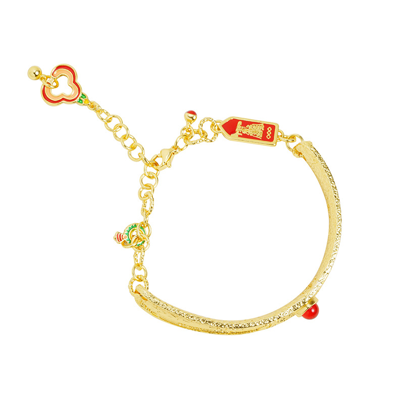 National Tide Vietnam Sandy Gold Pulsera Retro Gota de aceite con incrustaciones de circonio Xiangyun Media pulsera Mujer salvaje durante mucho tiempo sin decoloración Joyas de mano al por mayor
