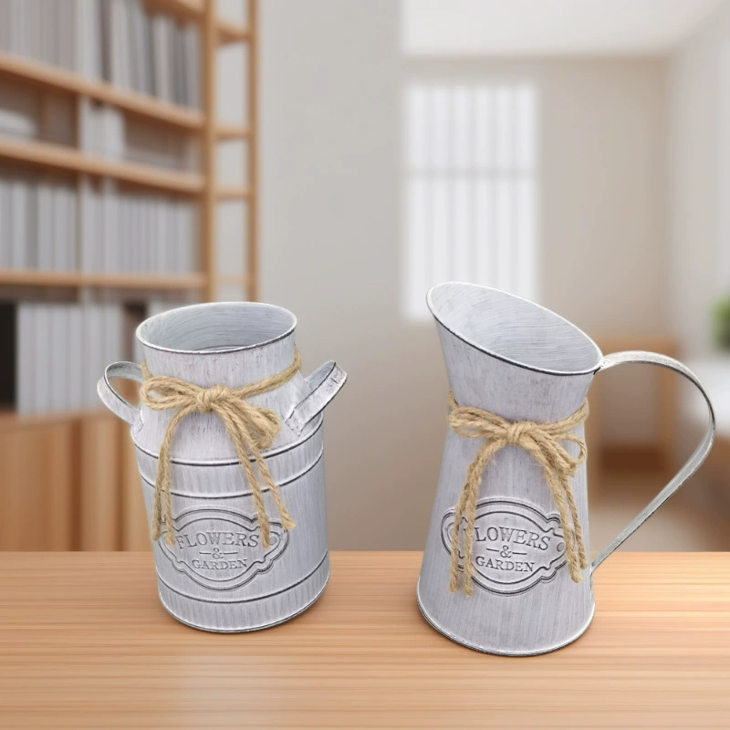 Европейский стиль ретро из старого оловяного цветочного горшка ваза для украшения гостиной