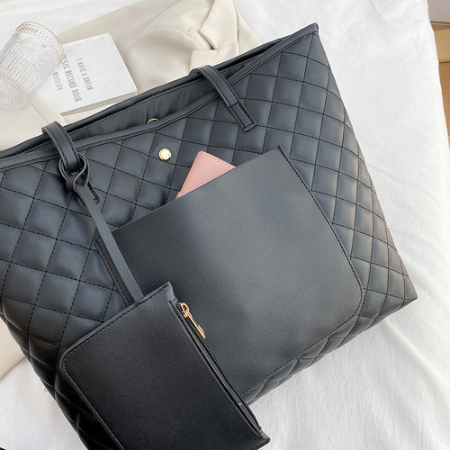 Tote bag big bags diamond shoulder bag wholesale large capacity two-piece set bag texture handbag