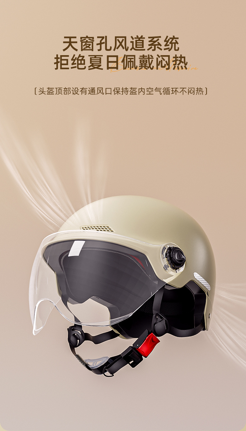 Electric Vehicle Helmets for Men and Women, Suitable for All Seasons, 3C Certified Half Helmet, Sun Protection Safety Helmet, Motorcycle Electric Vehicle Helmet