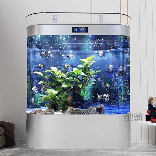 Tank for living room, household, small and medium-sized,  new model, double round wall-mounted large size, large rear filter ecological landscape, golden dragon
