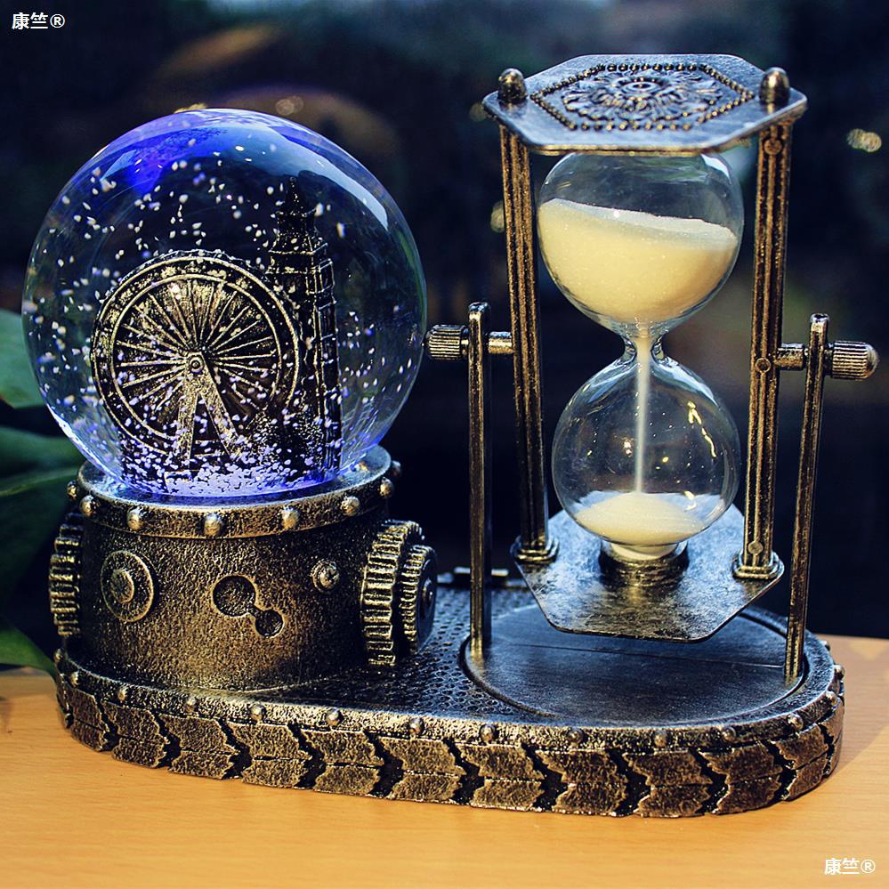 Retro hourglass timer Snowflake crystal ball Music box birthday gift girl student originality graduation gift practical