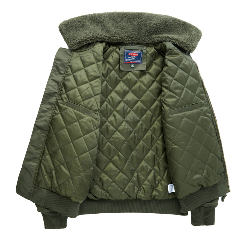 Chaqueta de piloto B10 transfronteriza chaqueta de vuelo de los hombres abrigo de algodón acolchado invierno engrosada ropa de trabajo abrigo de algodón acolchado Cuello de piel desmontable