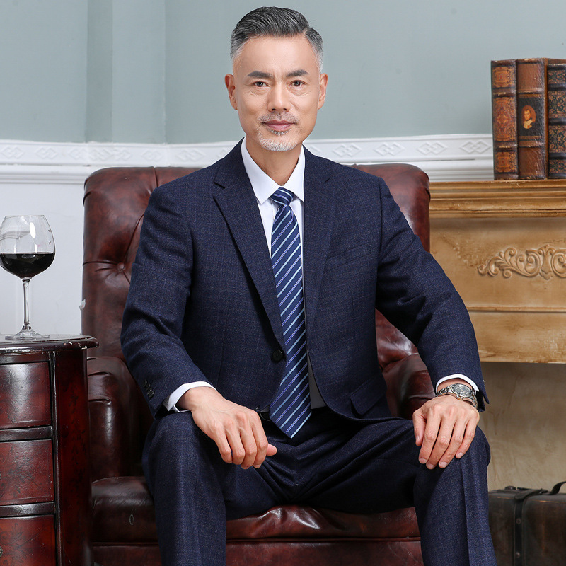 Suit Men's Suit Dad Wedding Dress Middle-aged and Elderly Father Business Formal Wear Men's Middle-aged Casual Suit Suit