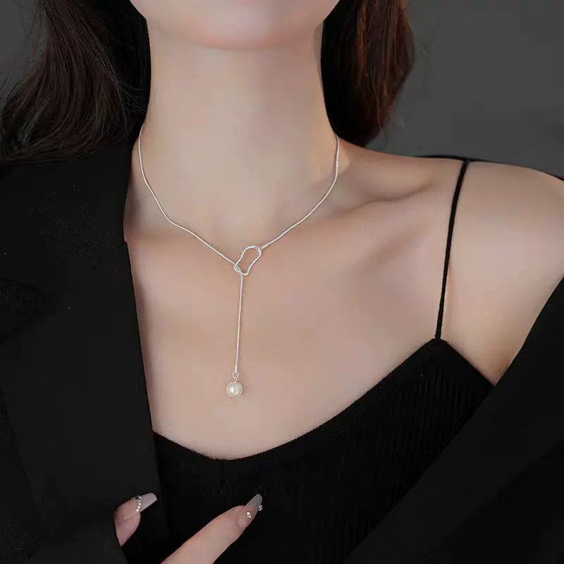 简约百搭长款镂空毛衣链时尚轻奢高级感锁骨链冷淡风个性项链颈链