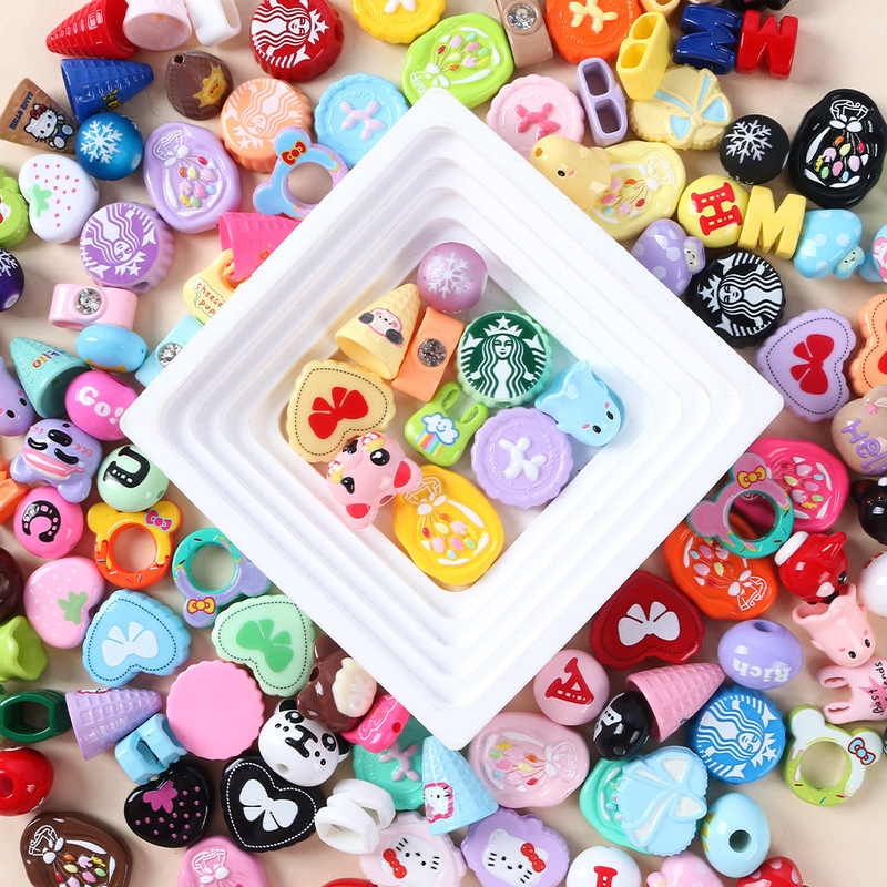 Cartoon Acrylic Mickey Strawberry Heart Starbucks Balloon Puppy Beaded DIY Pendant Bracelet Car Hanging Jewelry