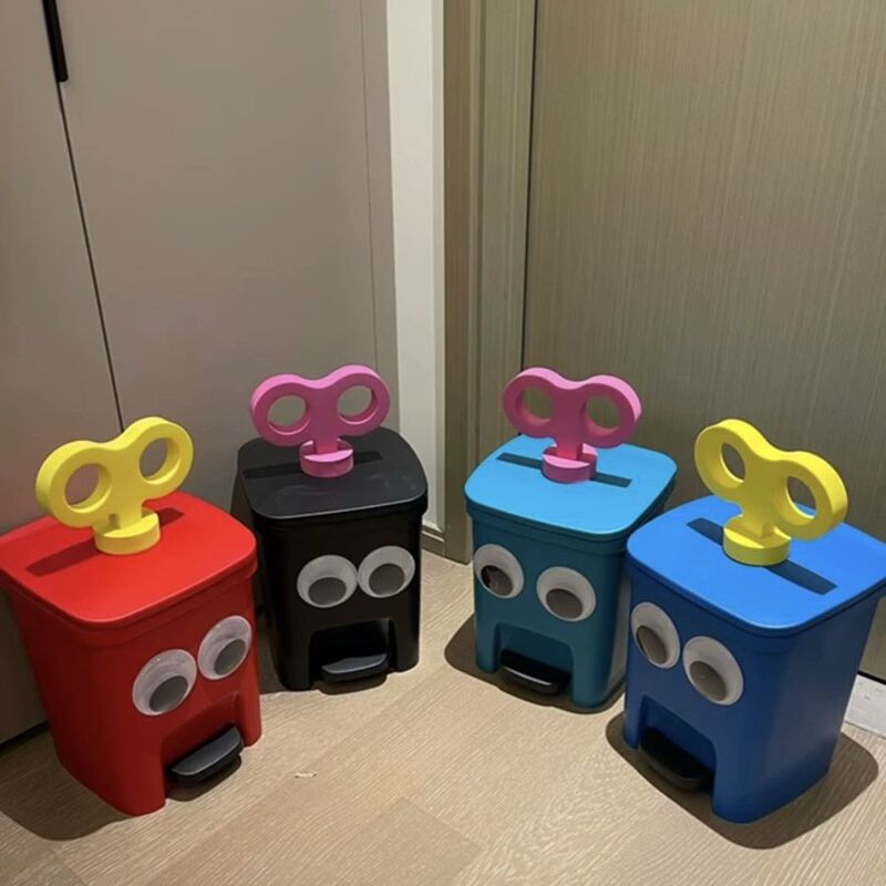 High-Appearance Trash Can for Home Use, Foot-Operated, Large Capacity, Creative Diy, Cute Cartoon Design for Children's Room and Bathroom High-Appearance Trash Can for Home Use, Foot-Operated, Large Capacity, Creative Diy, Cute Cartoon Design for Children's Room and Bathroom