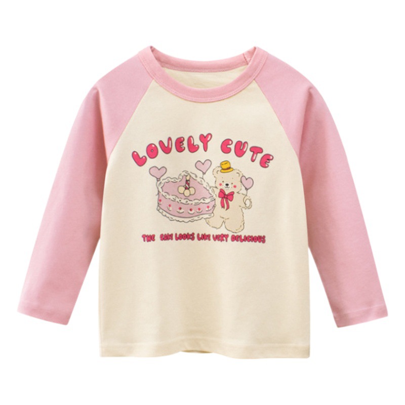 Ropa para niños Otoño Nuevo estilo coreano Oso de las niñas Camiseta de manga larga camisa de fondo para niños un envío ins