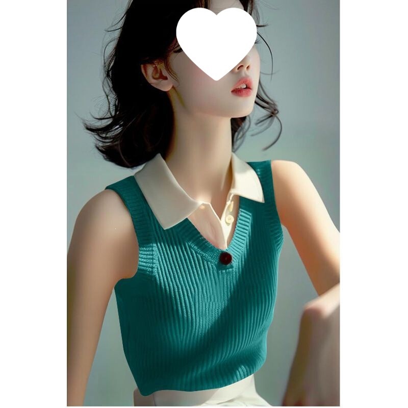Chic Sleeveless Knit Top 2026 New Summer Niche Color-Blocking Sweater for Women Chic Sleeveless Knit Top 2026 New Summer Niche Color-Blocking Sweater for Women