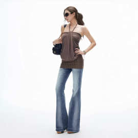 90s’铆钉系带挂脖收腰抹胸包臀复古连衣裙短裙