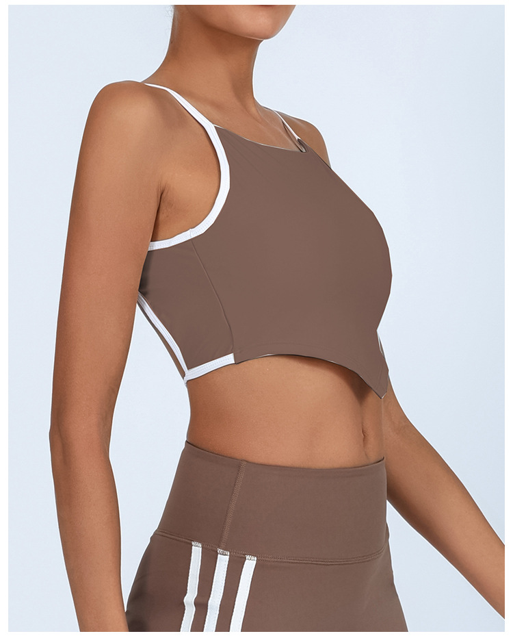 Chaleco de yoga transfronterizo de comercio exterior para mujer con almohadilla para el pecho de alta elasticidad y secado rápido