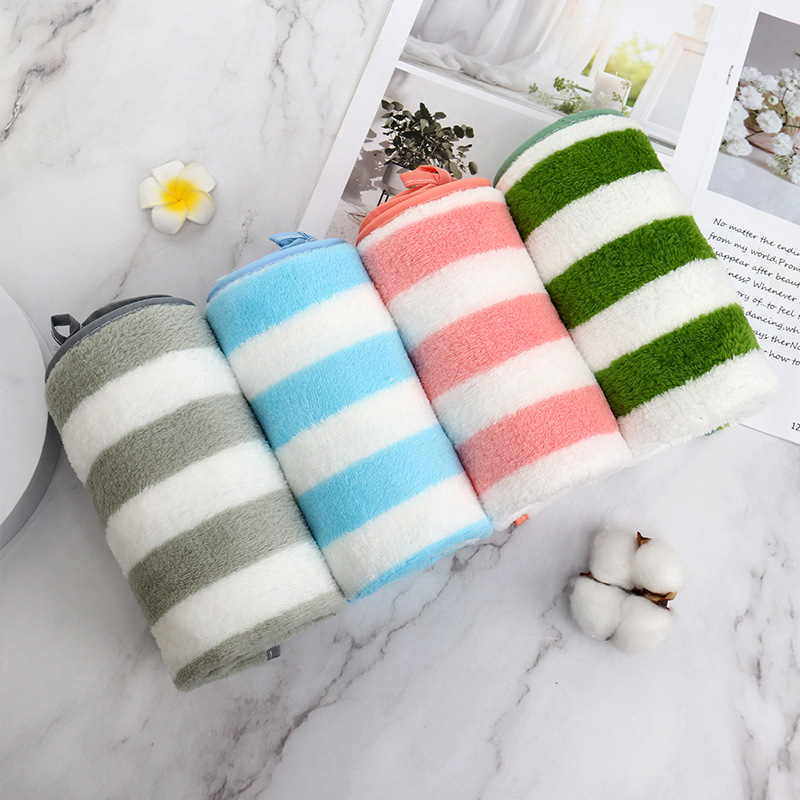 toalla de banda ancha de lana de coral, borde de urdimbre, baño suave y grueso, absorción de agua colgante, toallas domésticas de absorción de agua, secado rápido