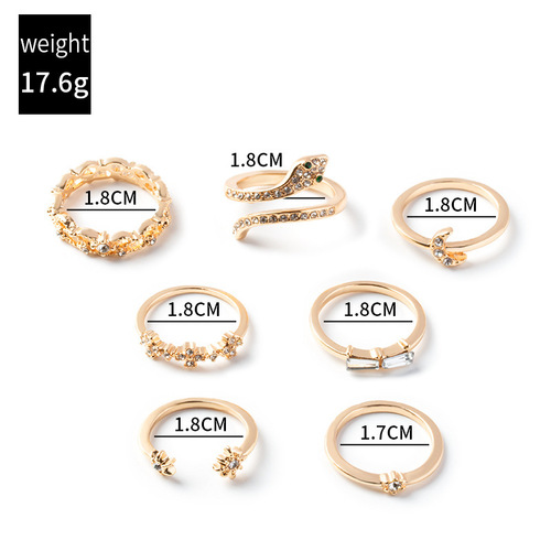 Eurasian cross-border best-selling Instagram creative geometric joint ring set for women, featuring hollow heart butterfly rings
