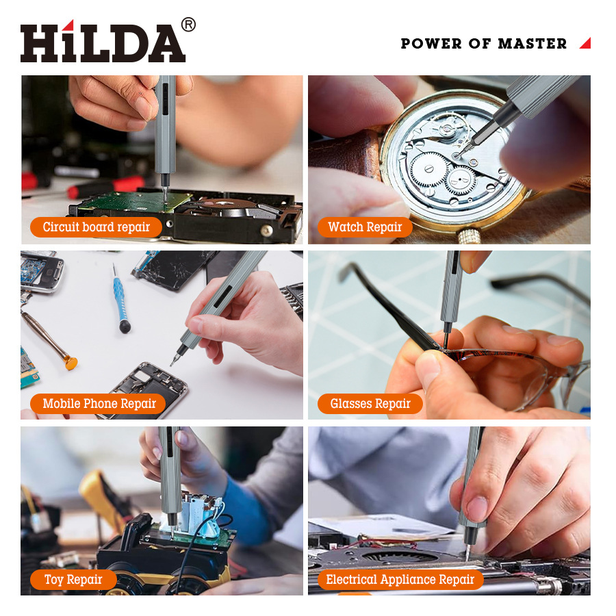 Hilda destornillador eléctrico recargable doméstico pequeño conjunto de tornillo multifuncional 48 en uno