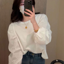 2025春秋新款长袖t恤新款女装宽松休闲时尚洋气时髦泡泡袖上衣潮