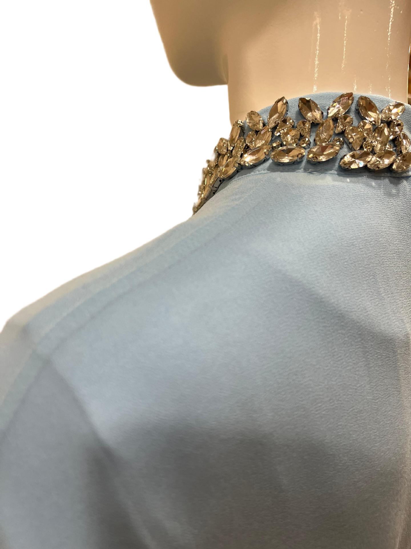 In-stock High-end Light Blue Diamond-embellished Cape Middle Eastern Dress Muslim Luxury Banquet Gown Arabian Robe_ecoleips.com