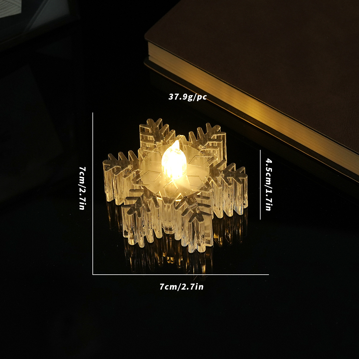 Navidad copo de nieve luz de vela electrónica LED sin humo té cera simulación vidrio fiesta de cumpleaños ambiente romántico luz de vela