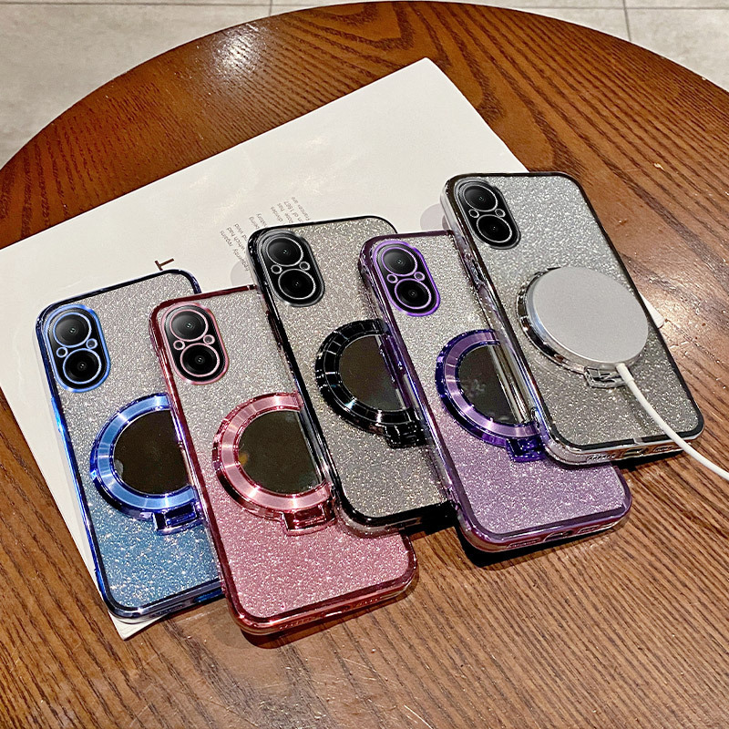 Magnetic Mirror Bracket Suitable for Realme11/C67 Mobile Phone Case C15 Electroplating C55 Glitter Gradient C53 Case C35