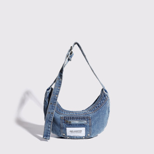 New Underarm Bag with Niche Design, Retro Washed Denim Bag, High-End Dumpling Bag, Sweet and Cool Hot Girl, Versatile and Trendy