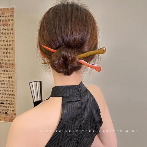 Imitation ebony hairpin for women, new Chinese style Hanfu cheongsam accessories hairpin, simple and modern ball head hairpin