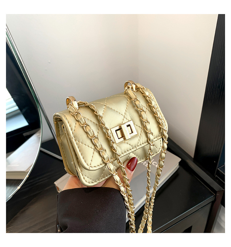 Women's Gender Classic Style Style Women's Pu Leather Solid Color Classic Style Square Lock Clasp Crossbody Bag