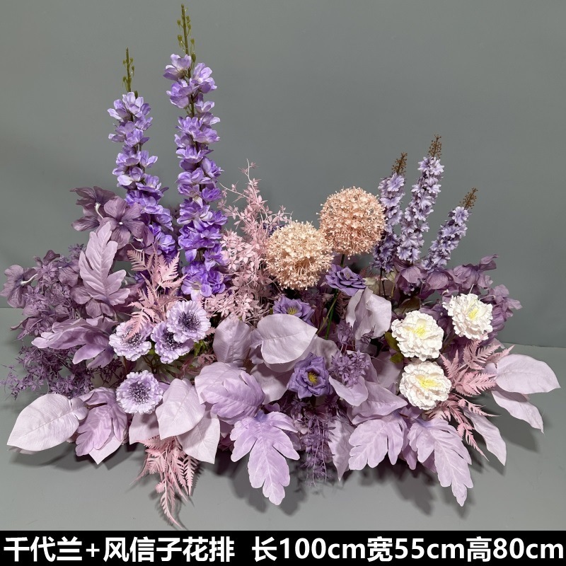 Flor de la boda de la flor Chiyeya rosa roja fila de orquídeas fila de flores bosque escena de compromiso decoración de la boda fondo de decoración