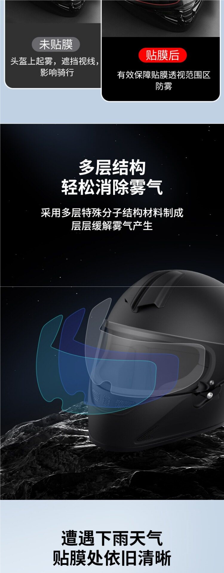 Motorcycle Helmet Rainproof Film, Electric Vehicle Helmet Anti-Fog Patch, Full Helmet and Half Helmet Universal Type Lens Waterproof Sticker