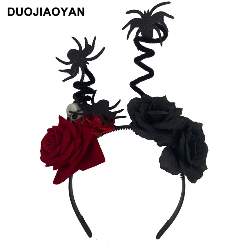 Halloween Flower Headband Day Of The Dead Floral Crown Accessory_voghion.com