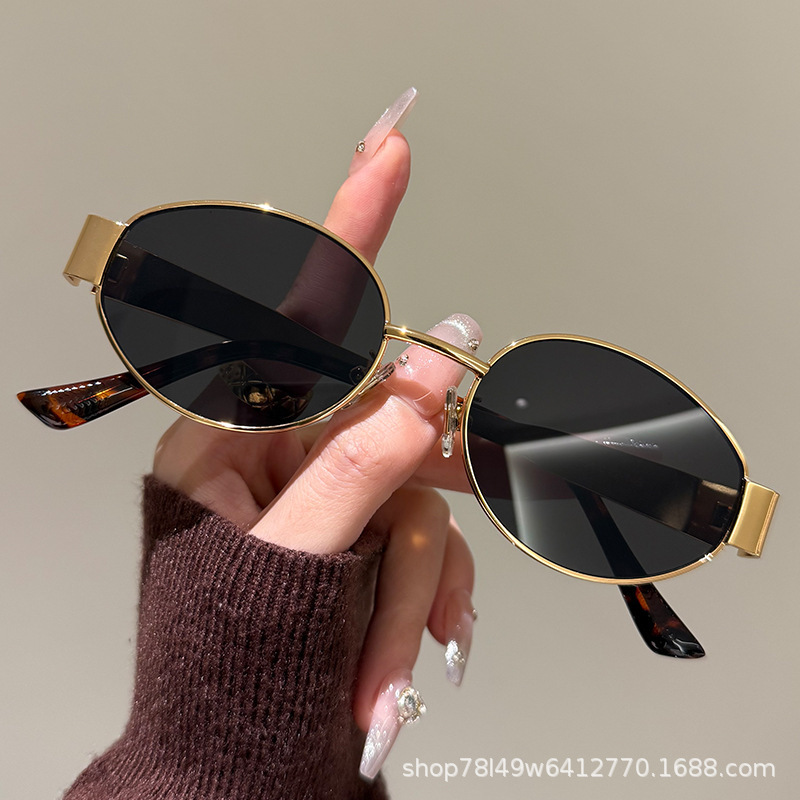 French retro style metal sunglasses 2025 new high sense net popular live sunglasses sunscreen UV protection