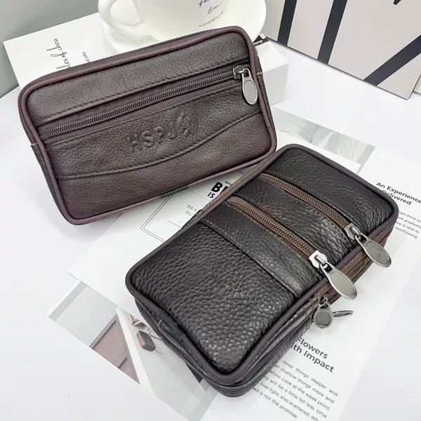 Men's leather mobile phone bag large leather belt waist bag construction site multifunctional men's waist bag factory wholesale