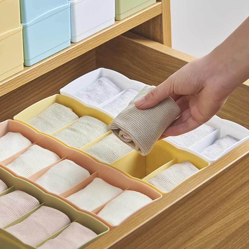 Organizador de ropa interior 3 en 1, compartimentos para calcetines y ropa, plástico durable