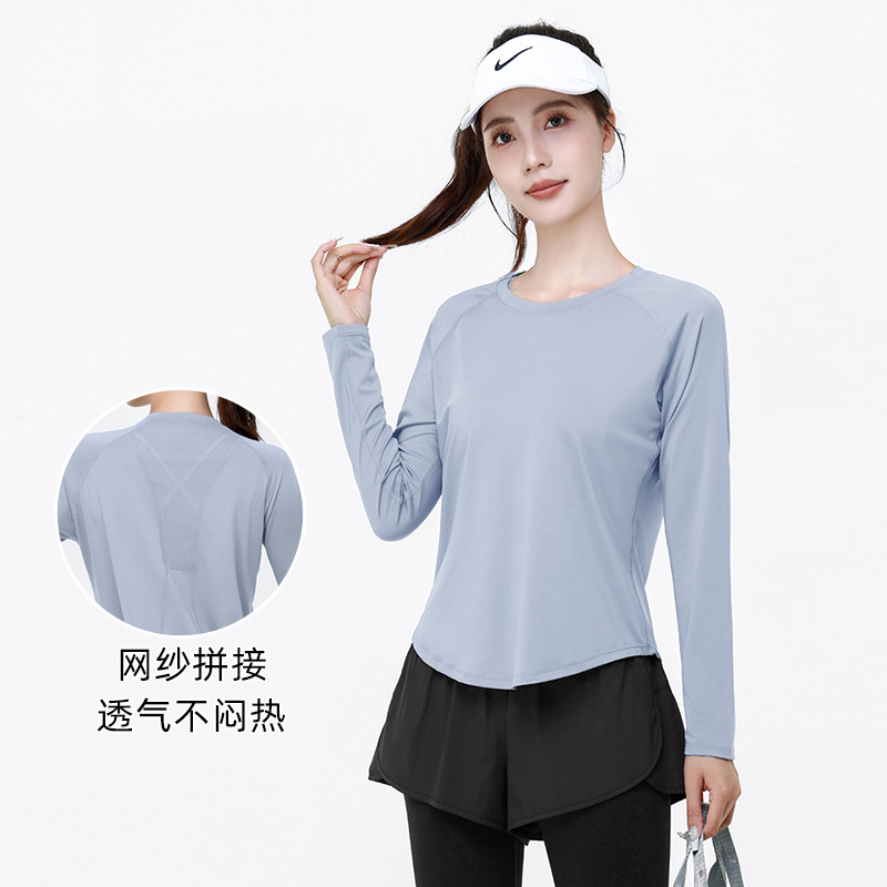 Loose-Fitting Slimming Yoga Clothing Set for Women, Spring Professional Running and Tennis Sports Fitness Clothing, Breathable Long-Sleeved Quick-Drying Clothing