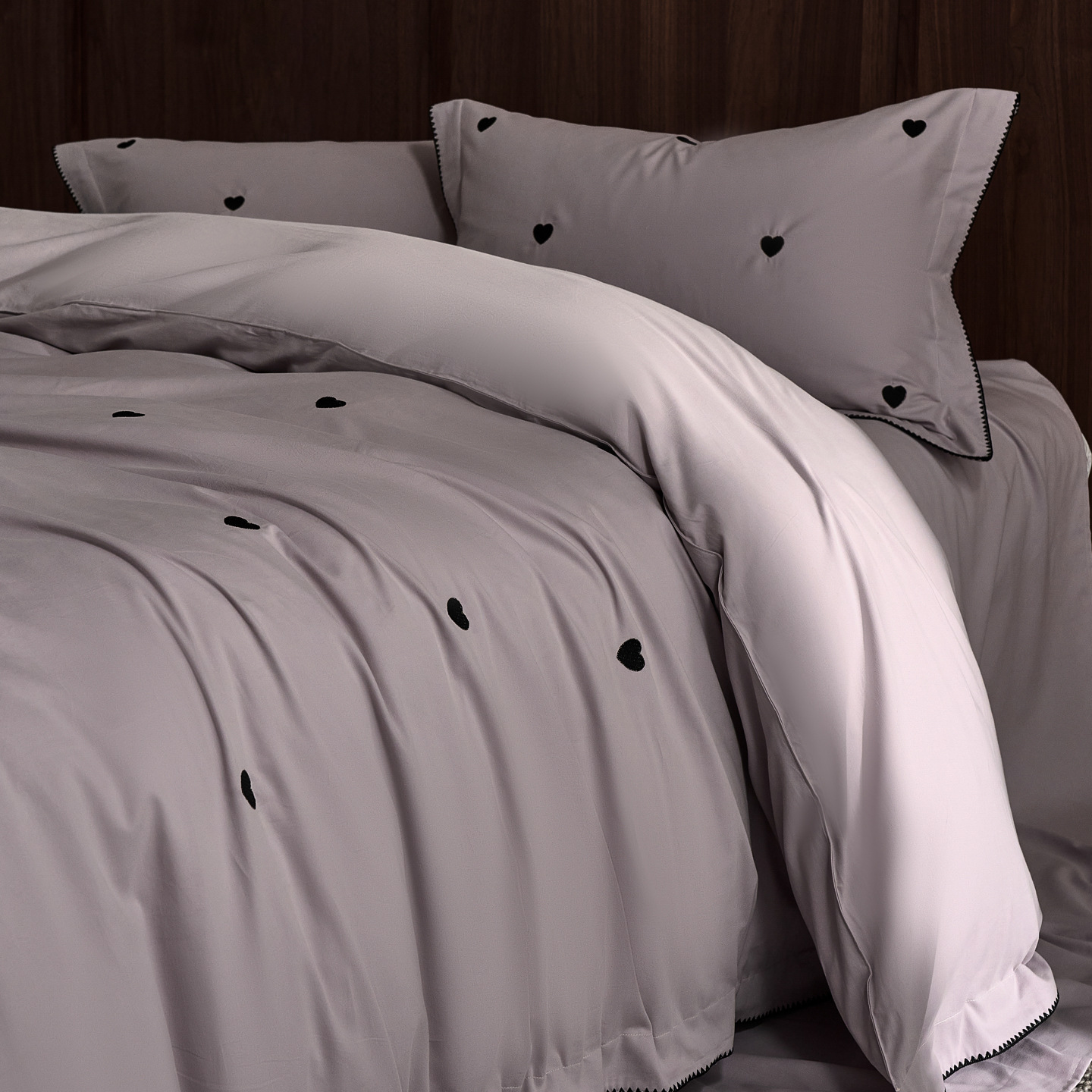 Light Luxury Simple Heart-Shaped Thickened Brushed Cotton Four-Piece Set 2025 New Light Luxury High-End Bed Sheet Duvet Cover Bedding