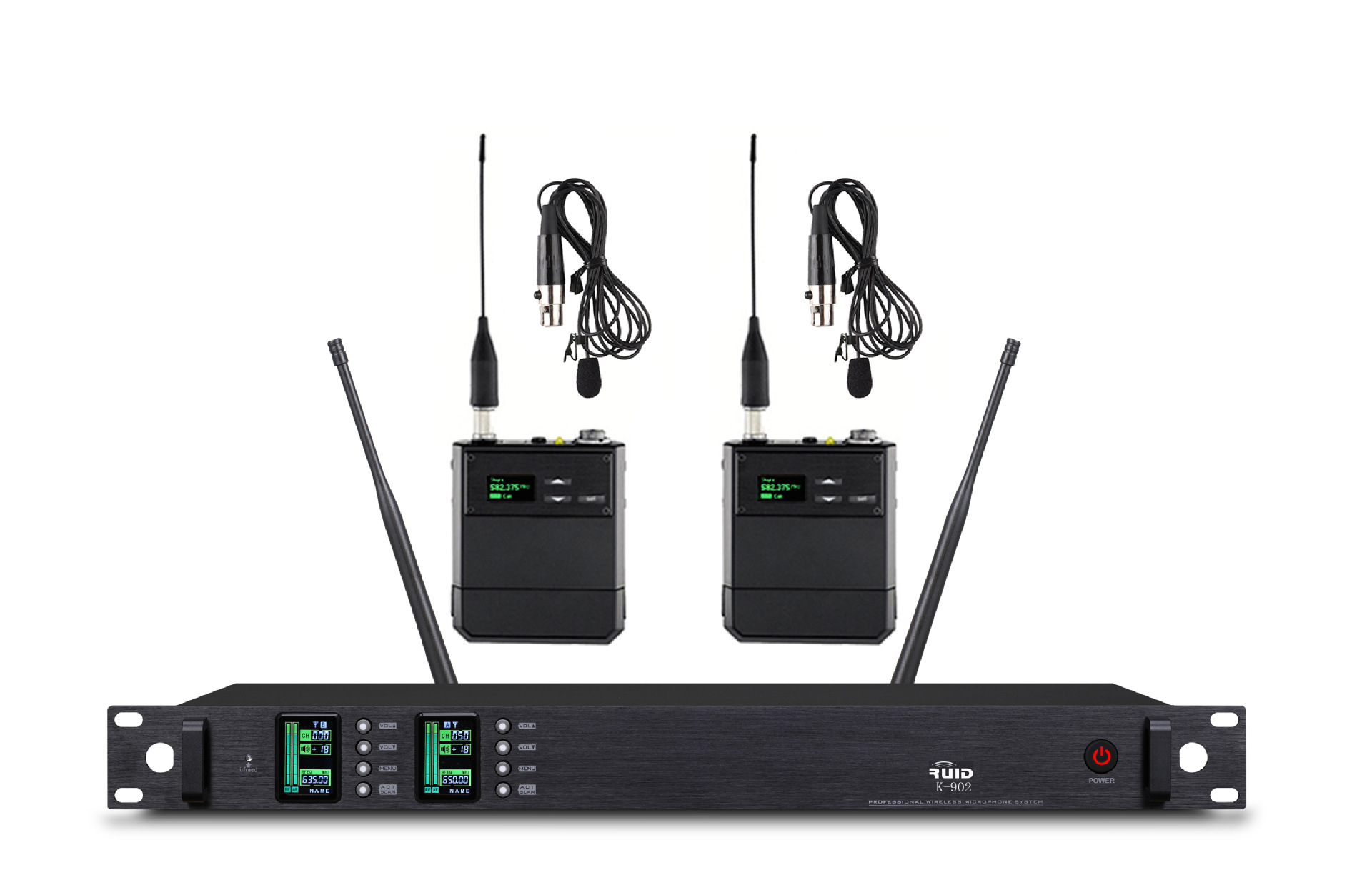 锐迪/RUID K-902专业无线领夹话筒一拖二领夹麦克风演出主持话筒