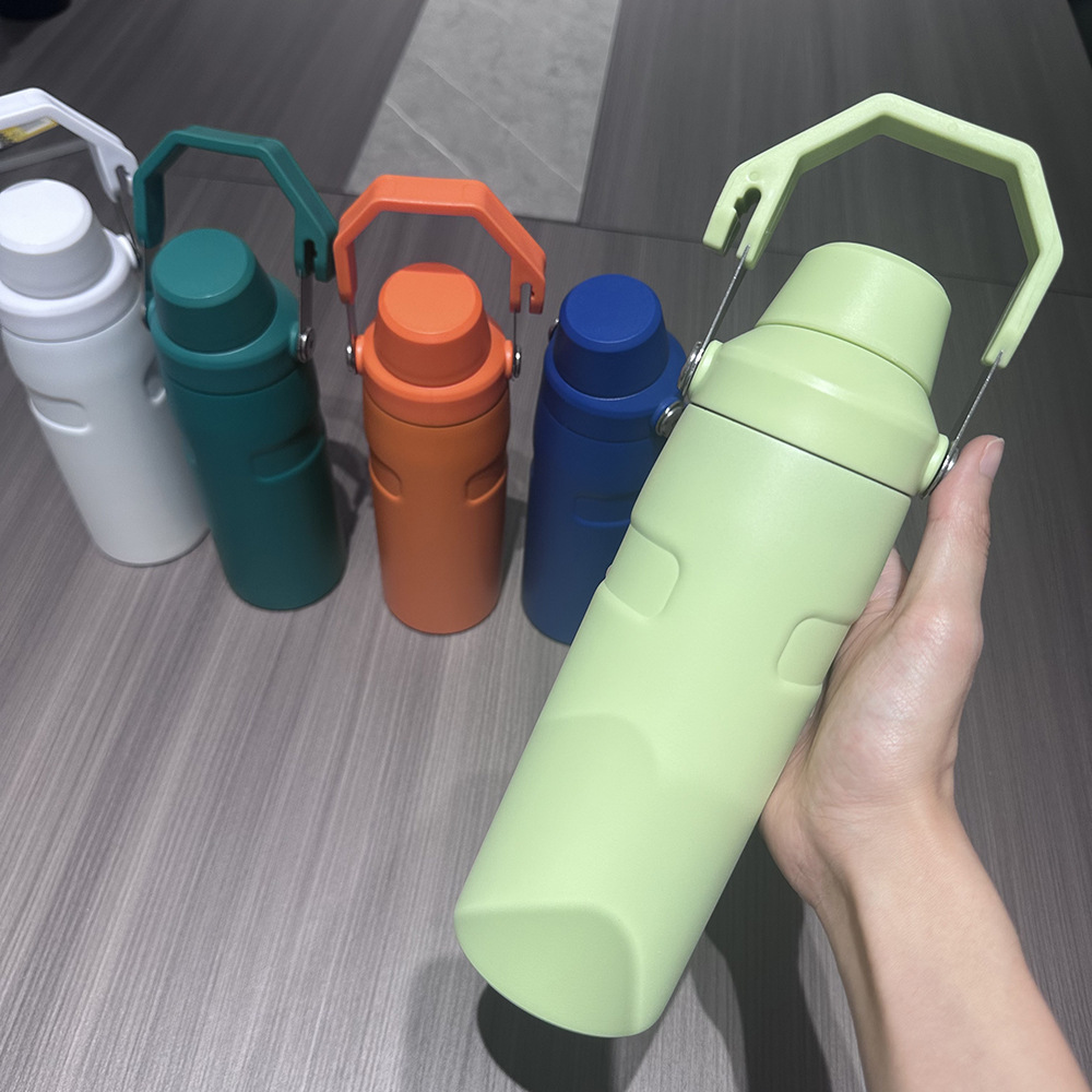 跨境304不锈钢歪嘴手提保温杯户外便携双层真空登山运动水壶出口