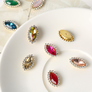 Colorful Marquise Glass Sunflower Diamond Water Drop Marquise Colorful Double Layer Rhinestone DIY Accessories Jewelry Accessories Wholesale