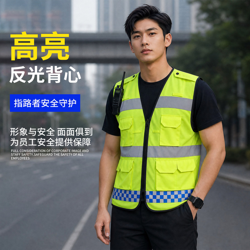 Reflective safety vest for traffic duty, construction site, designated driver, traffic, motorcycle riding, custom logo printed vest Reflective safety vest for traffic duty, construction site, designated driver, traffic, motorcycle riding, custom logo printed vest