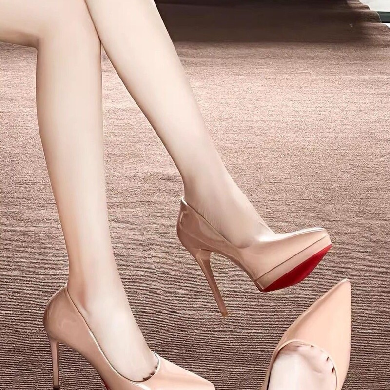 Stunning fairy-style nude red sole ultra-high heels 2025 new fashion design versatile stiletto patent leather shoes Stunning fairy-style nude red sole ultra-high heels 2025 new fashion design versatile stiletto patent leather shoes