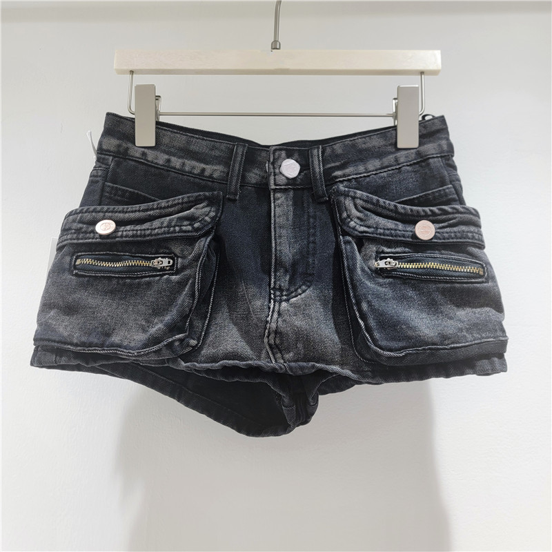 Minifalda Corta de Mezclilla con Bolsillos para Mujer, Cintura Baja