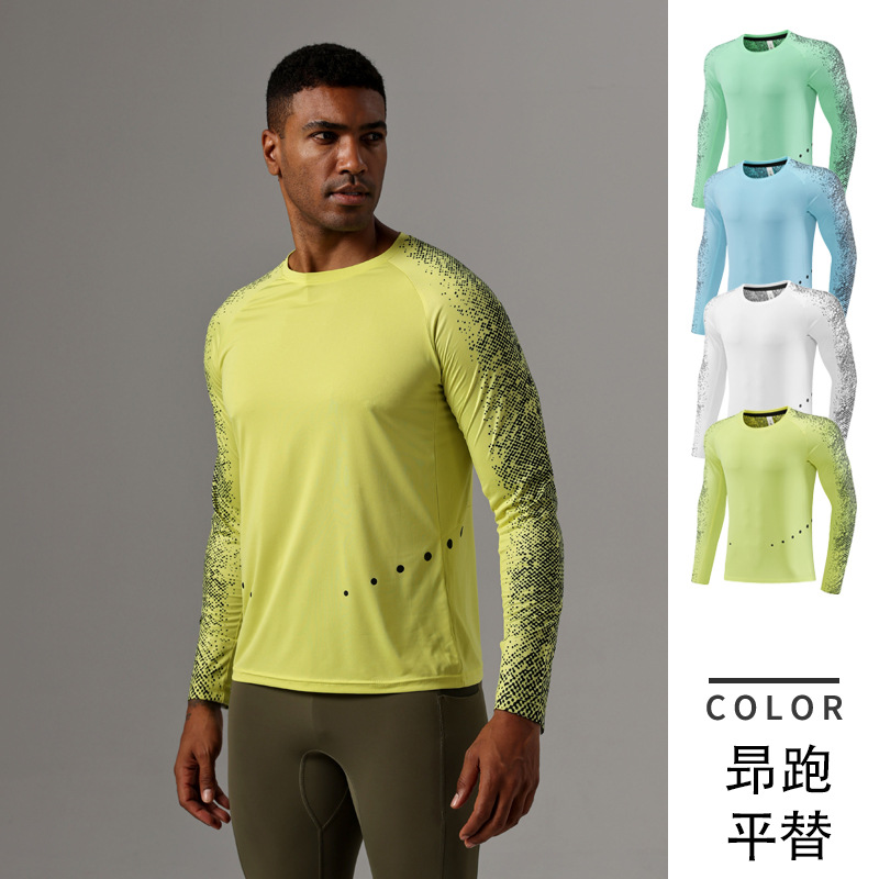 2026 RunPao alternative 7A antibacterial moisture-wicking quick-dry sports long-sleeve t-shirt running fitness training printed top