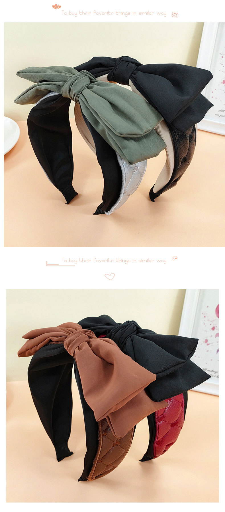 New Double-layer Bow Headband Simple Retro Pu Leather Hairpin display picture 2