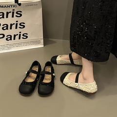 Ladies' Flat Sandals 2024 New Spring and Autumn Mary Jane Women's Shoes Retro Scoop Shoes Gentle Wind Soft Shoes