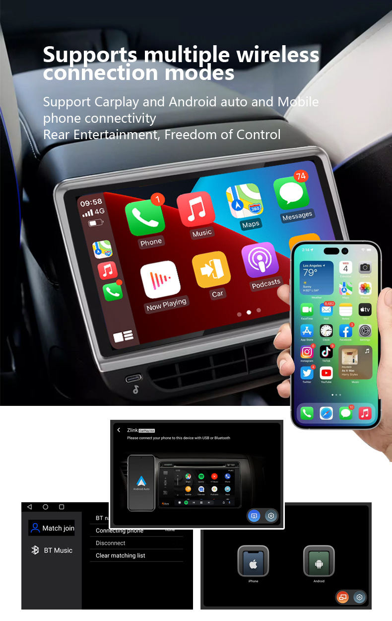 Suitable for Tesla Model Y/3 rear entertainment air conditioning control modified Android display screen QCM6125