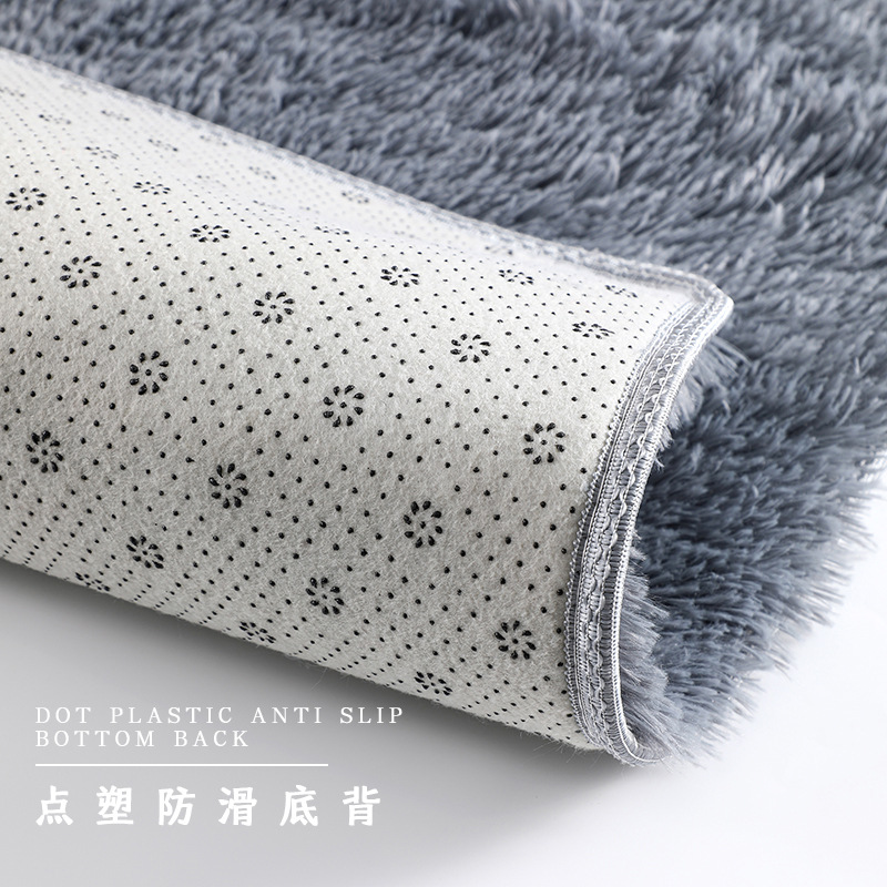 Fábrica al por mayor de lana larga alfombra tie-dyed degradado de color engrosada alfombra de cifrado sala de estar dormitorio mesita de noche alfombra manta de noche